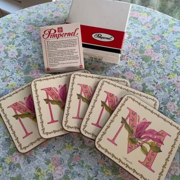 Vintage Pimpernel Alphabet Magnolia Coasters "M" – Set of 5, England - Picture 3 of 8